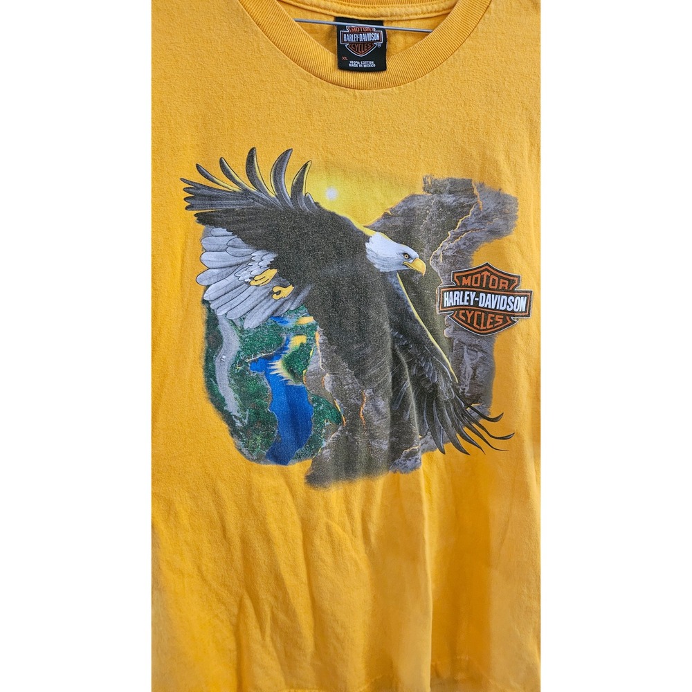 Gorpcore Harley-Davidson Wildcat London KY Eagle Graphic Yellow T-Shirt Mens XL